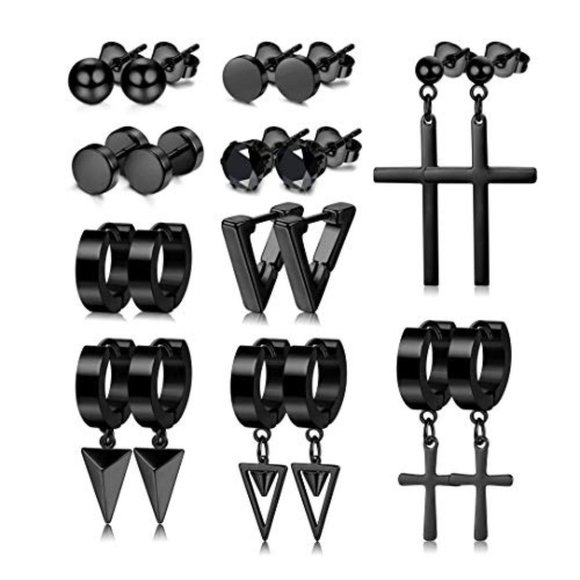 Stainless Steel Punk Goth Earrings Set - Picture 3 of 7